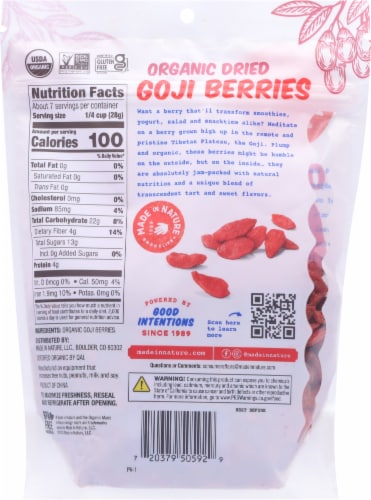 Made in Nature® Organic Dried Goji Berries Perspective: back