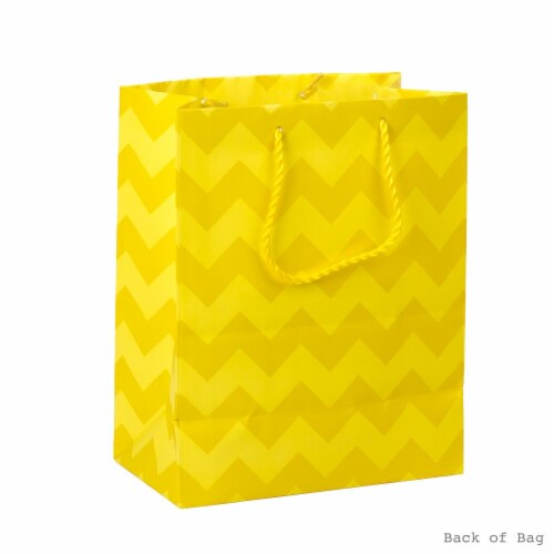 Medium Gift Bag (#77): Hallmark Medium Gift Bag with Tissue Yellow Chevrons Perspective: back