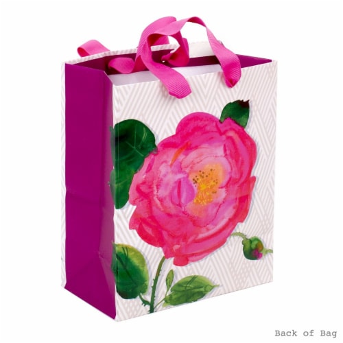 Hallmark #63 Medium Gift Bag with Tissue Paper (Pink Rose) Perspective: back
