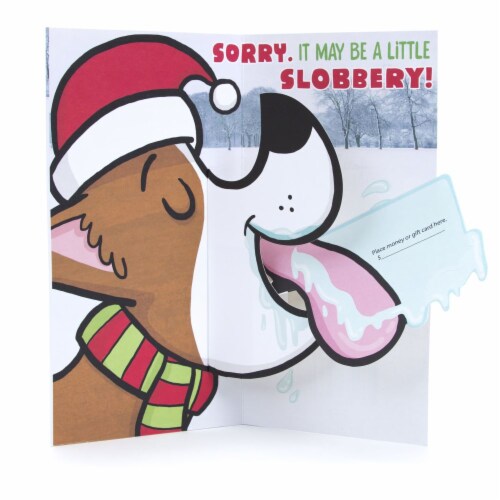 Holiday Card #45: Hallmark Pop Up Funny Christmas Money or Gift Card Holder (Dog Tongue) Perspective: back