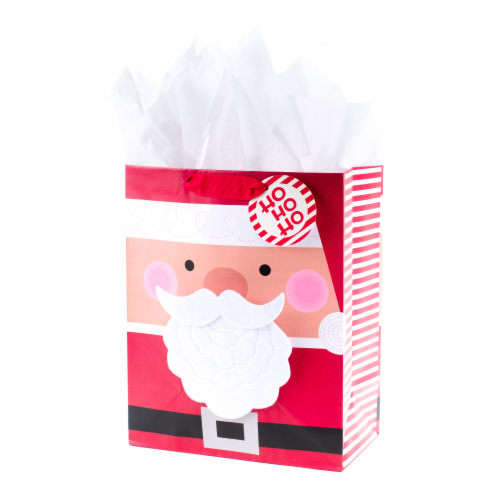 Holiday Large Bag #85: Hallmark Large Christmas Gift Bag with Tissue Paper (Santa Beard) Perspective: back