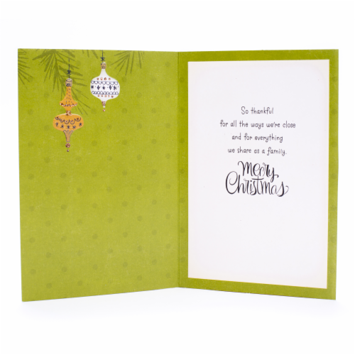 Holiday Card #58: Hallmark Christmas Card for Relative (Gold Ornaments) Perspective: back