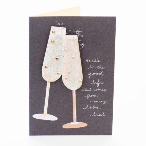 Anniversary Card (#19): Hallmark Signature Toasting Glasses Greeting Card Perspective: back