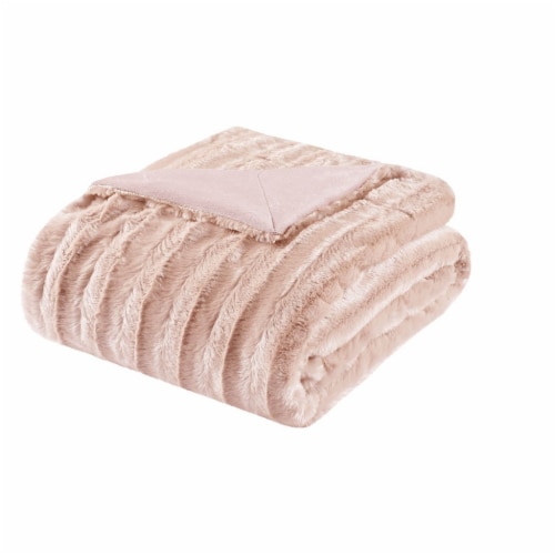 Blush faux fur blanket cheap
