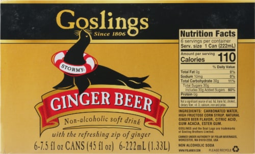 Goslings Ginger Beer Non Alcoholic Soft Drink Cans Perspective: back