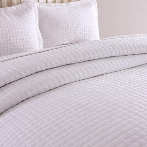 MarCielo White Cotton Quilt Set Bedspread Coverlet B33 Perspective: back