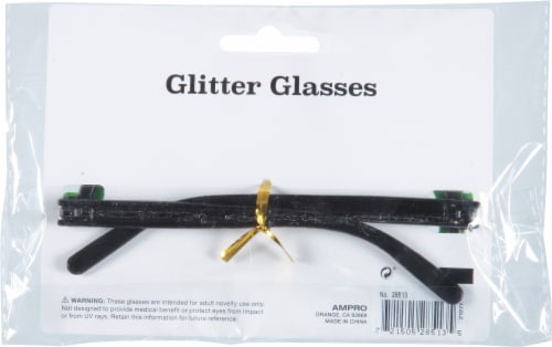 Ampro St. Patrick's Glitter Shamrock Glasses Perspective: back