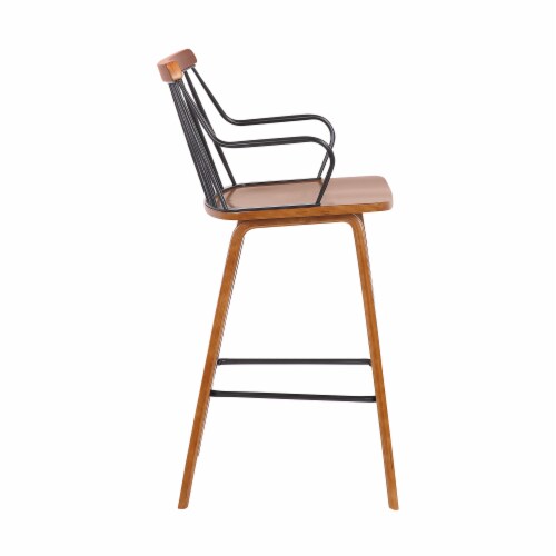 Micah Walnut and Metal Modern 26" Counter Height Bar Stool Perspective: back