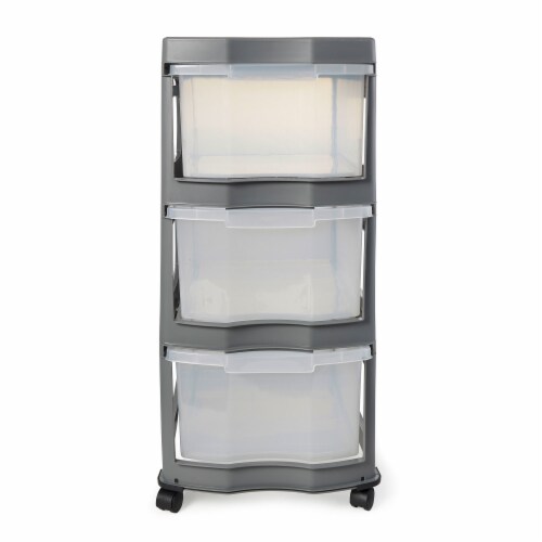 Life Story Classic Gray 3 Shelf Storage Container Organizer Plastic