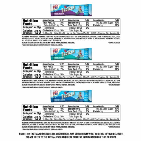 Zbar Protein Chocolate Chip Chocolate Mint and Cookies 'n Creme Crispy Snack Bars Variety Pack Perspective: back