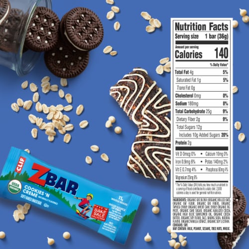 Zbar Cookies 'N Creme Organic Soft-Baked Energy Snack Granola Bars Perspective: back