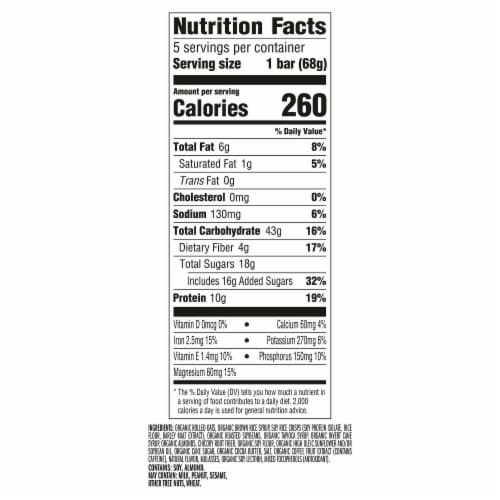 CLIF BAR Caffeinated Vanilla Almond Flavor Energy Protein Bars Perspective: back