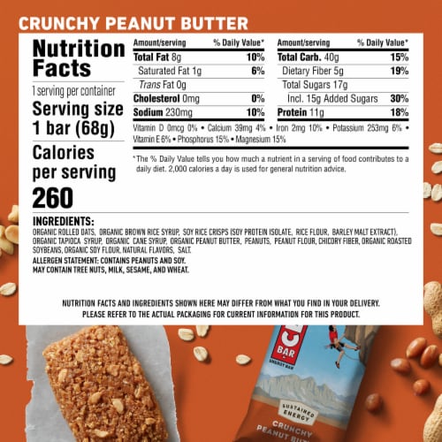 Clif Bar Crunchy Peanut Butter Energy Bar Perspective: back