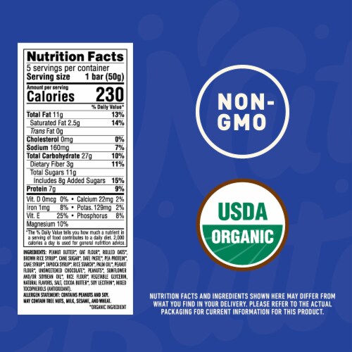 Clif Nut Butter Bar Chocolate Chip & Peanut Butter Organic Filled Energy Bars Perspective: back