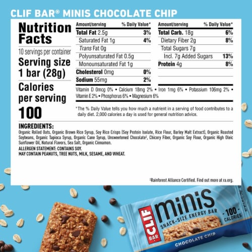 Clif® Bar Minis Chocolate Chip Energy Bars Perspective: back