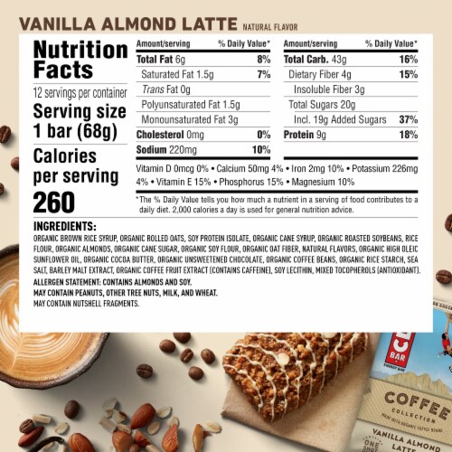 Clif Bar® Coffee Collection Vanilla Almond Latte Energy Bar Case Sale Perspective: back