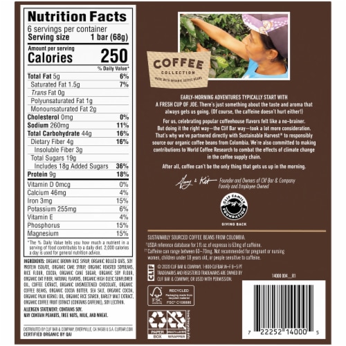 Clif Bar® Coffee Collection Dark Chocolate Mocha Energy Bars Perspective: back