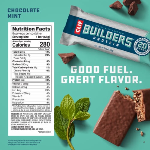 CLIF Builders Chocolate Mint Protein Bars Perspective: back