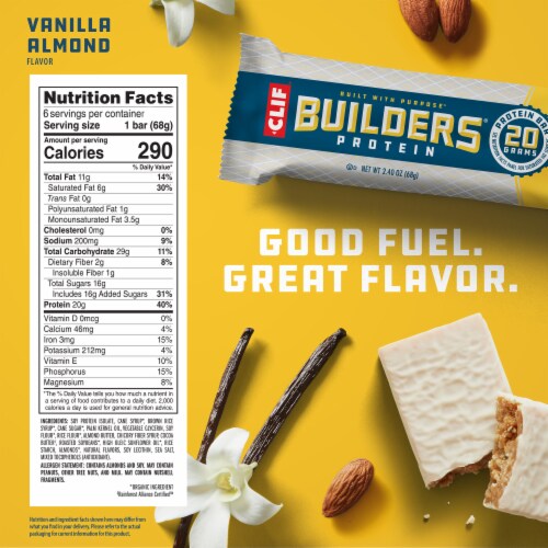 Clif Builders Vanilla Almond Flavor Protein Bars Perspective: back