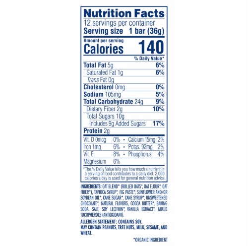 Clif Kid Zbar Chocolate Chip Organic Snack Bars Perspective: back