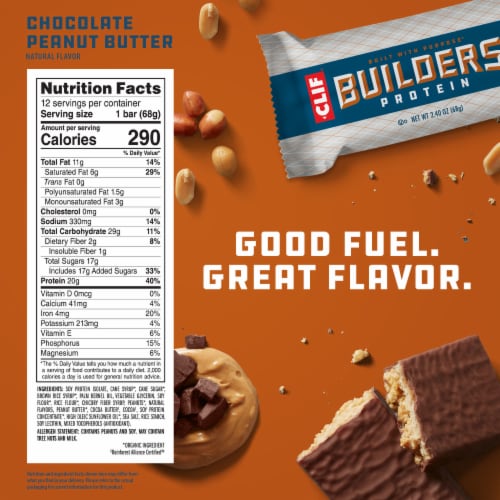 CLIF Builders Chocolate Peanut Butter Protein Bars Perspective: back