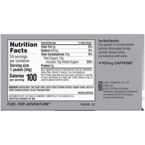 Clif® Shot™ During Double Expresso Energy Gel Packets Perspective: back