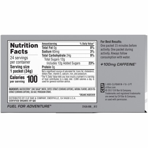 Clif® Shot™ During Double Expresso Energy Gel Packets Perspective: back