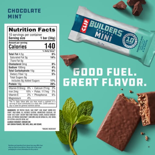 CLIF® Builders® Minis Chocolate Mint Protein Bars Perspective: back