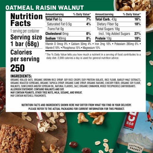Clif Bar Oatmeal Raisin Walnut Energy Bars Perspective: back