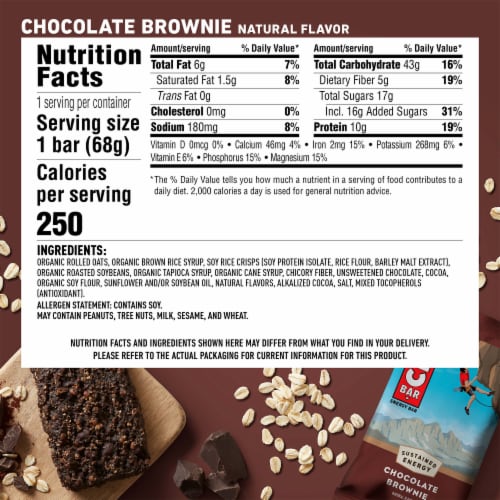 CLIF BAR® Chocolate Brownie Energy Bars Perspective: back