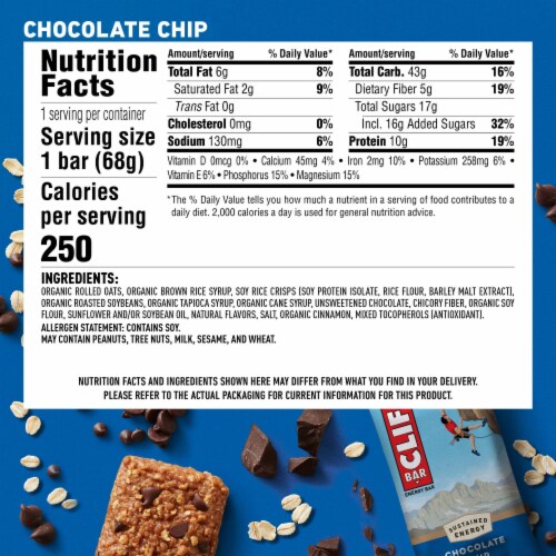 CLIF BAR® Chocolate Chip & Chocolate Brownie Energy Bars Perspective: back