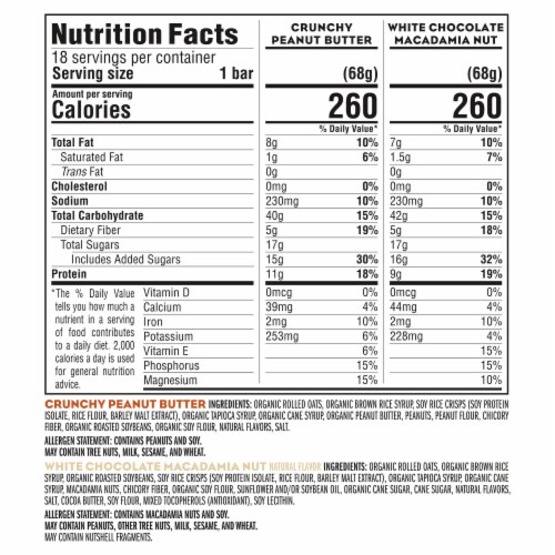 CLIF BAR® Crunchy Peanut Butter & White Chocolate Macadamia Nut Energy Bars Perspective: back