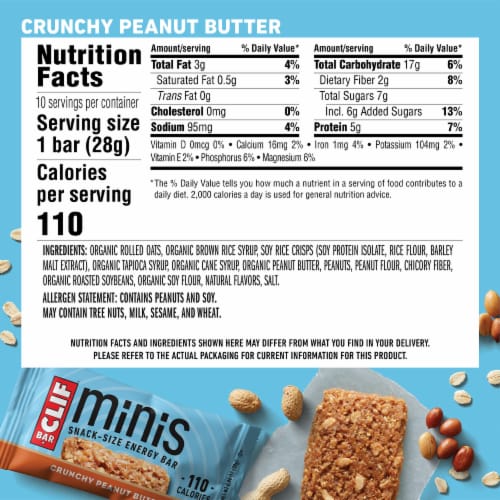 CLIF BAR Minis Crunchy Peanut Butter Snack-Size Energy Bars Perspective: back