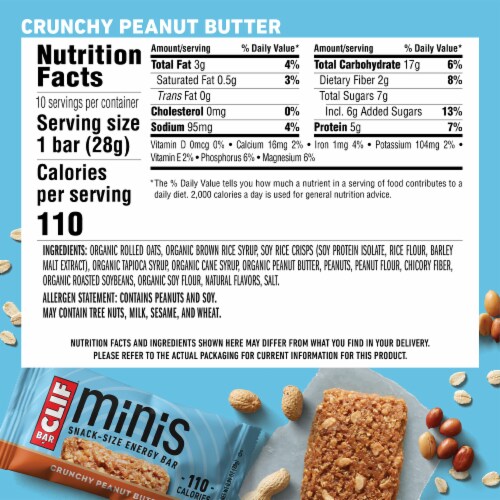 Clif Bar Minis Crunchy Peanut Butter Snack-Size Energy Bars Perspective: back
