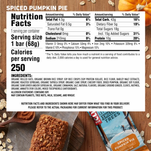 CLIF BAR Spiced Pumpkin Pie Seasonal Energy Protein Bar Perspective: back