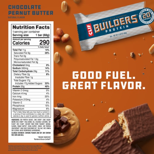 CLIF Builders Chocolate Peanut Butter Protein Bar Perspective: back