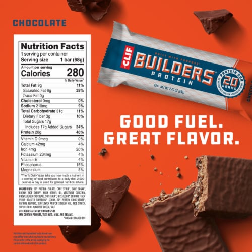 Clif Builders Chocolate Flavor Protein Bar Perspective: back