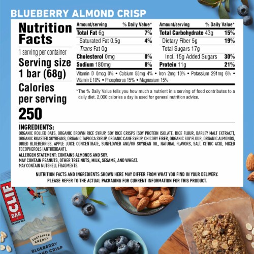 Clif Bar Blueberry Almond Crisp Energy Bars Perspective: back