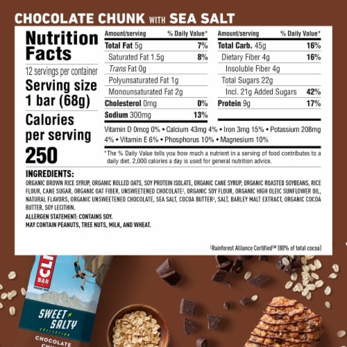 Clif Bar® Sweet & Salty Chocolate Chunk with Sea Salt Energy Bars Perspective: back