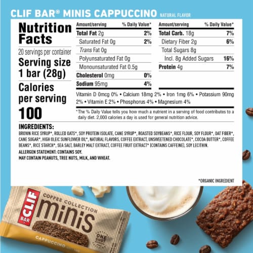 Clif Bar Coffee Collection Cappuccino Mini Energy Bars Perspective: back