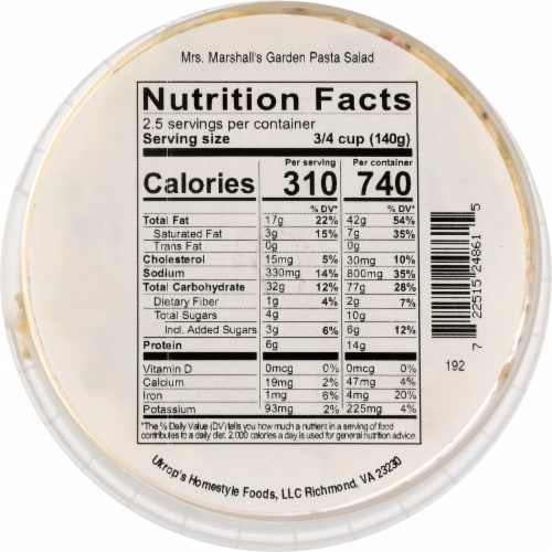 Ukrop's™ Mrs. Marshall's Garden Pasta Salad Perspective: back