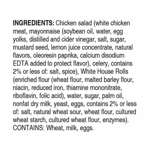 Ukrop's™ Chicken Salad on White House Rolls Perspective: back