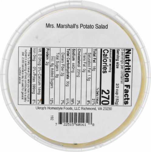 Ukrop's™ Mrs. Marshall's Potato Salad Perspective: back