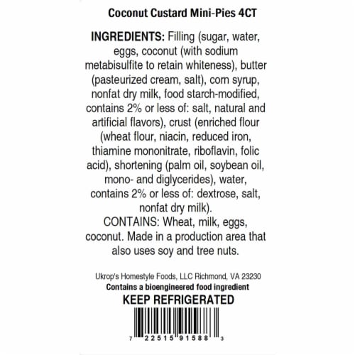 Ukrop's™ Coconut Custard Mini Pies Perspective: back