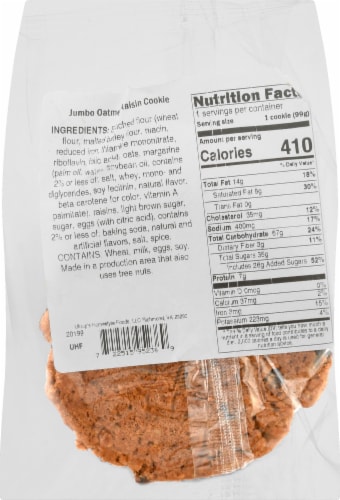 Ukrop's™ Jumbo Oatmeal Raisin Cookie Perspective: back