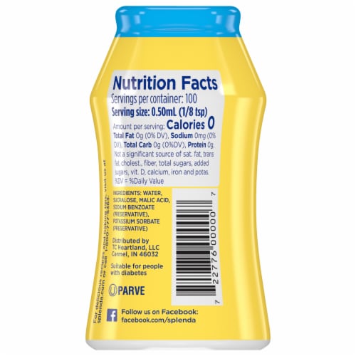 Splenda Liquid Zero Calorie Sweetener Perspective: back
