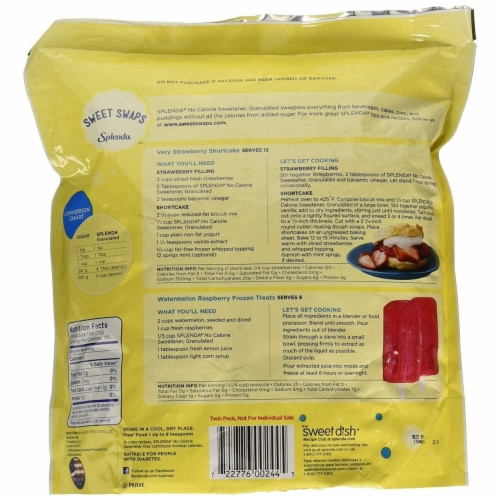 Splenda Granulated Zero Calorie Sweetener Twin Pack Perspective: back