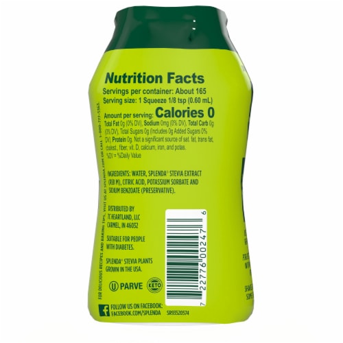 Splenda Liquid Stevia Zero Calorie Sweetener Perspective: back