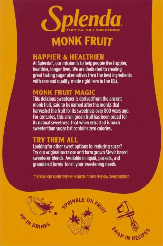 Splenda® Naturals Monk Fruit Sweetener Packets Perspective: back