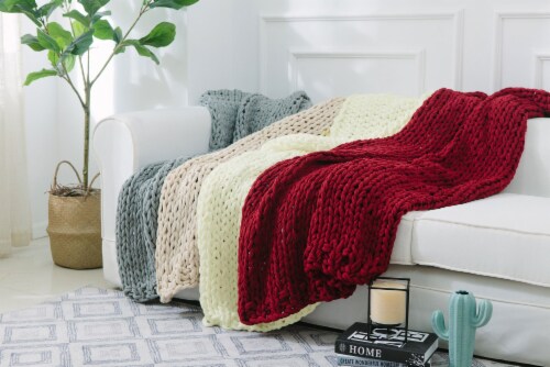 Cheer Collection Chunky Cable Knit Ultra Plush and Soft 100% Acrylic Accent Throw - 50 x 60 Perspective: back